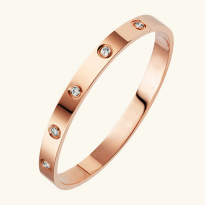 FINET Luxury Bracelet with Zircon | Rose Gold