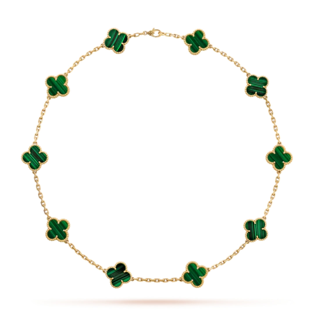 FLORAL CLOVER NECKLACE 10 MOTIFS - GREEN