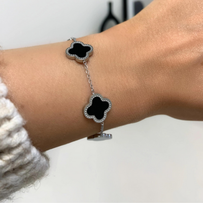 CLOVER Bracelet | Black/Silver