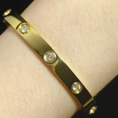 FINET Luxury Bracelet with Zircon | Gold