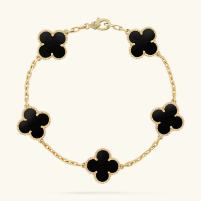 CLOVER Bracelet | Black/Silver