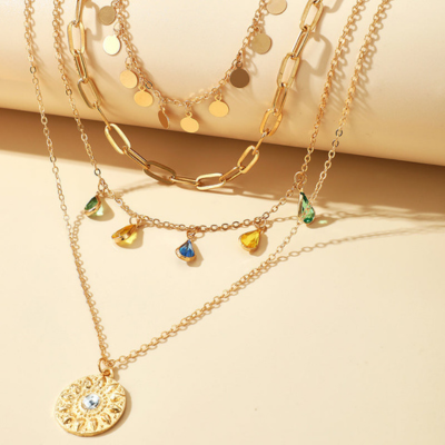 FOR HER | Multilayer crystal necklace Gold